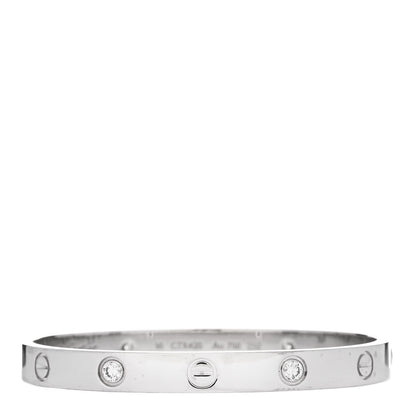 Cartier 18K White Gold 4 Diamond Love Bracelet 16 1 of 5