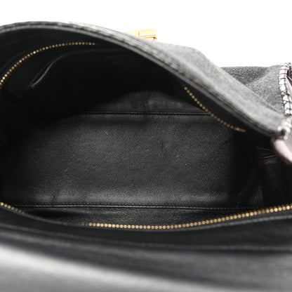 Salvatore Ferragamo Calfskin Suede Snakeskin Small Sofia Satchel Black Burgundy 5 of 22