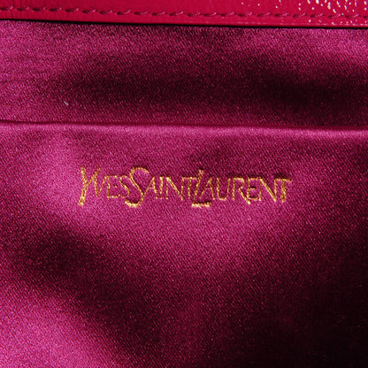 Saint Laurent Textured Patent Monogram Large Belle De Jour Clutch Fuchsia 6 of 7