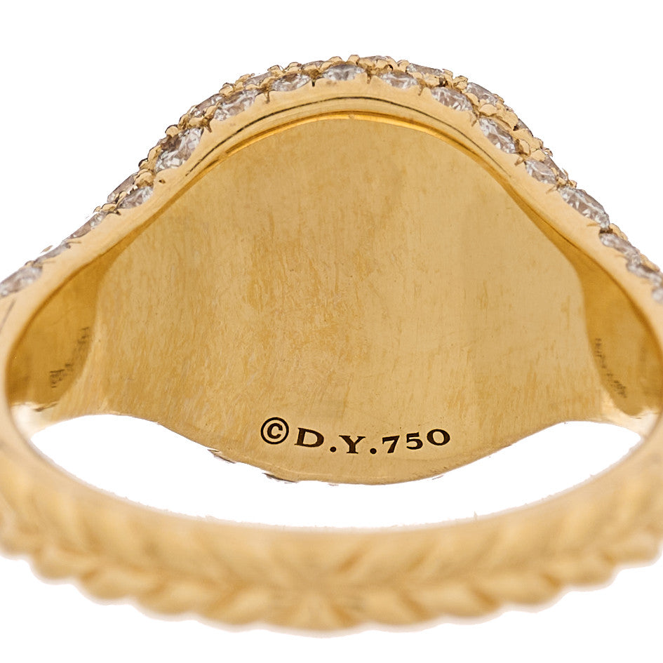 David Yurman 18K Yellow Gold Diamond Pave Chevron Pinky Ring 46 3.5 5 of 5