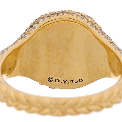 David Yurman 18K Yellow Gold Diamond Pave Chevron Pinky Ring 46 3.5 5 of 5
