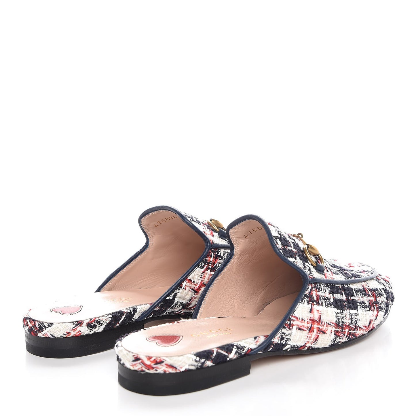 Tweed Check Womens Princetown Slippers 37 Gardenia Ink Blue Agata