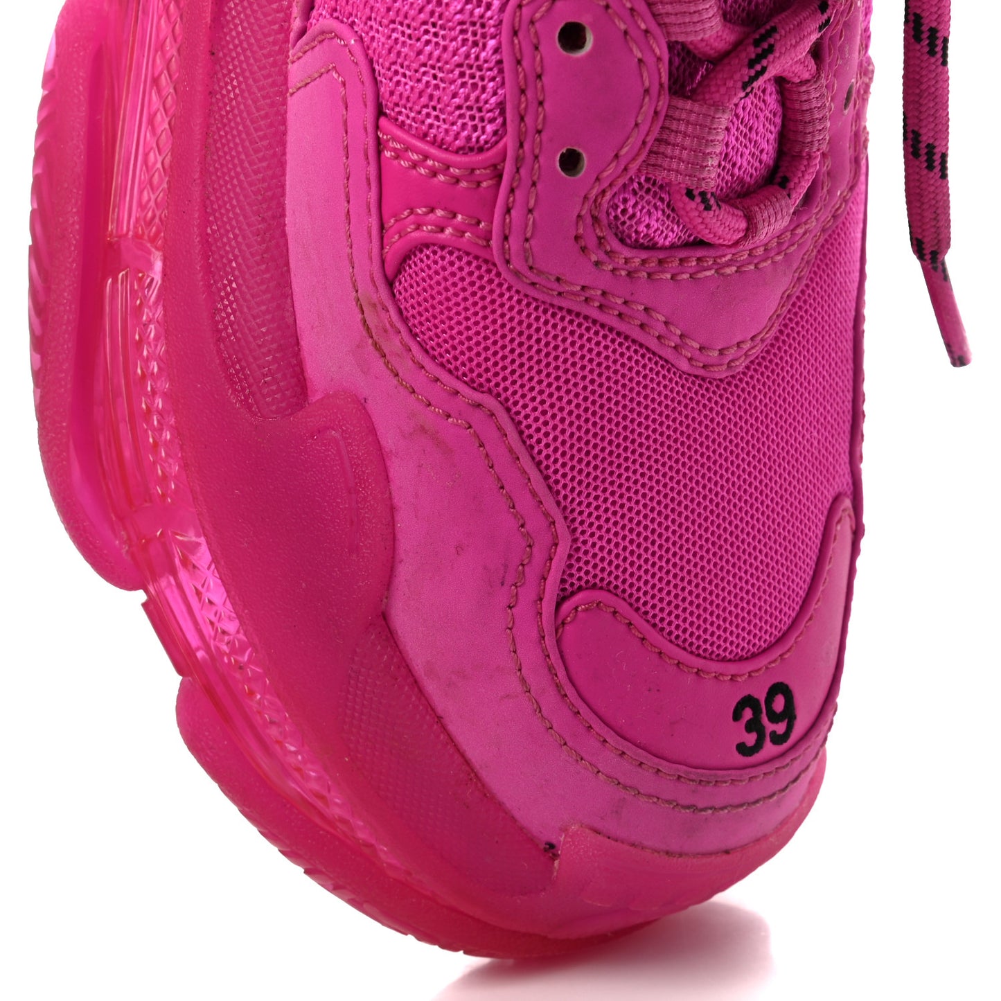 Fabric Mesh Clear Sole Fluo Womens Triple S Sneakers 39 Pink