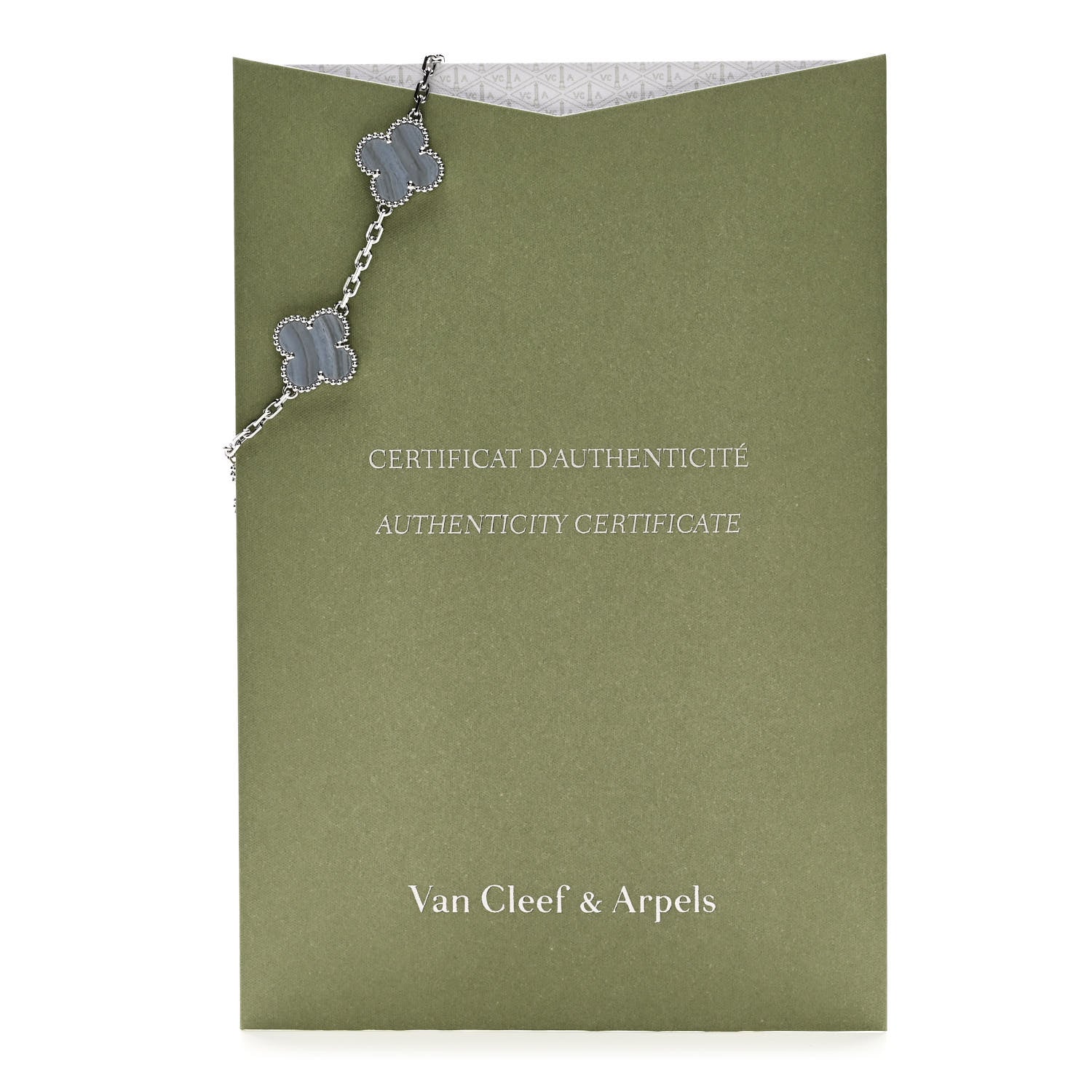 Van Cleef & Arpels 18K White Gold Chalcedony 5 Motifs Vintage Alhambra Bracelet 5 of 5