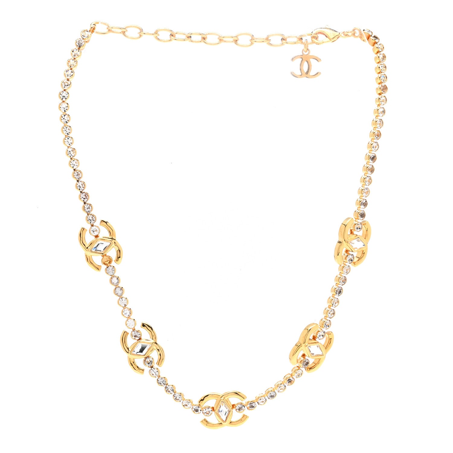Chanel Metal Crystal CC Marquise Choker Gold 3 of 7