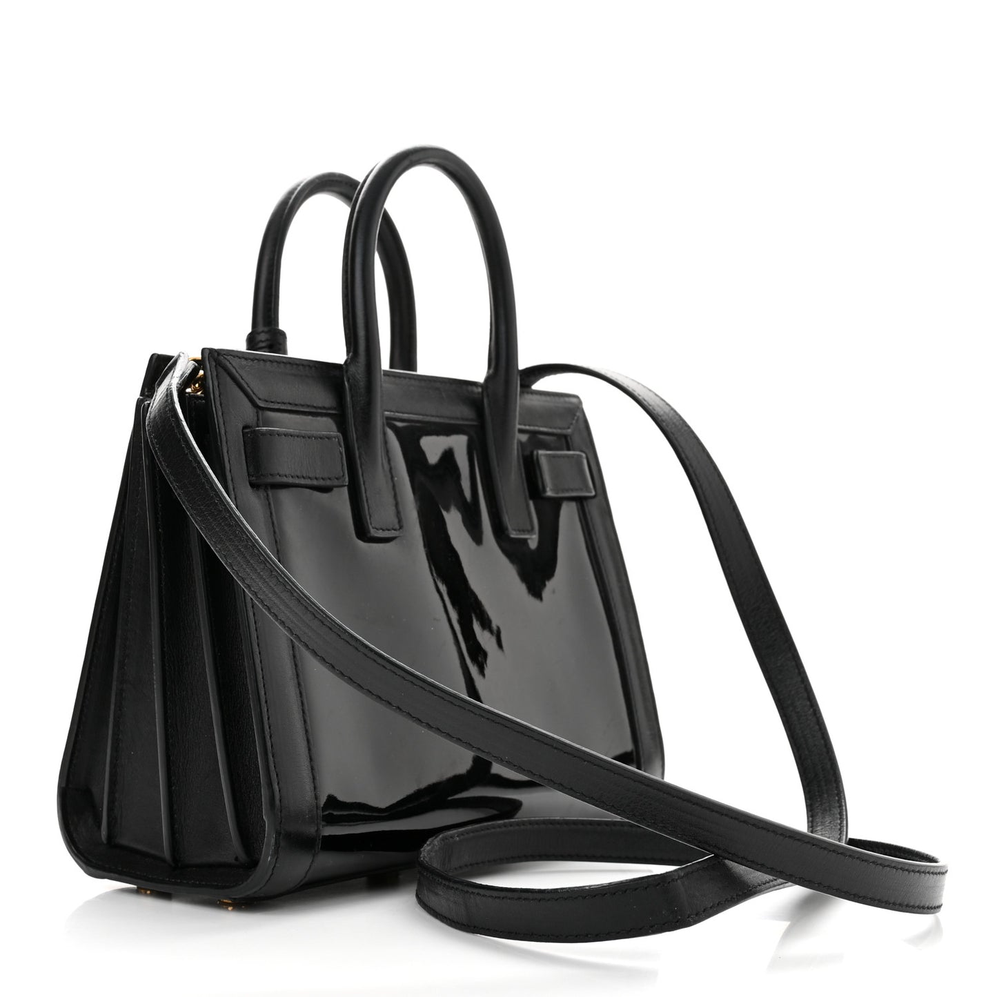 Patent Calfskin Nano Sac de Jour Black