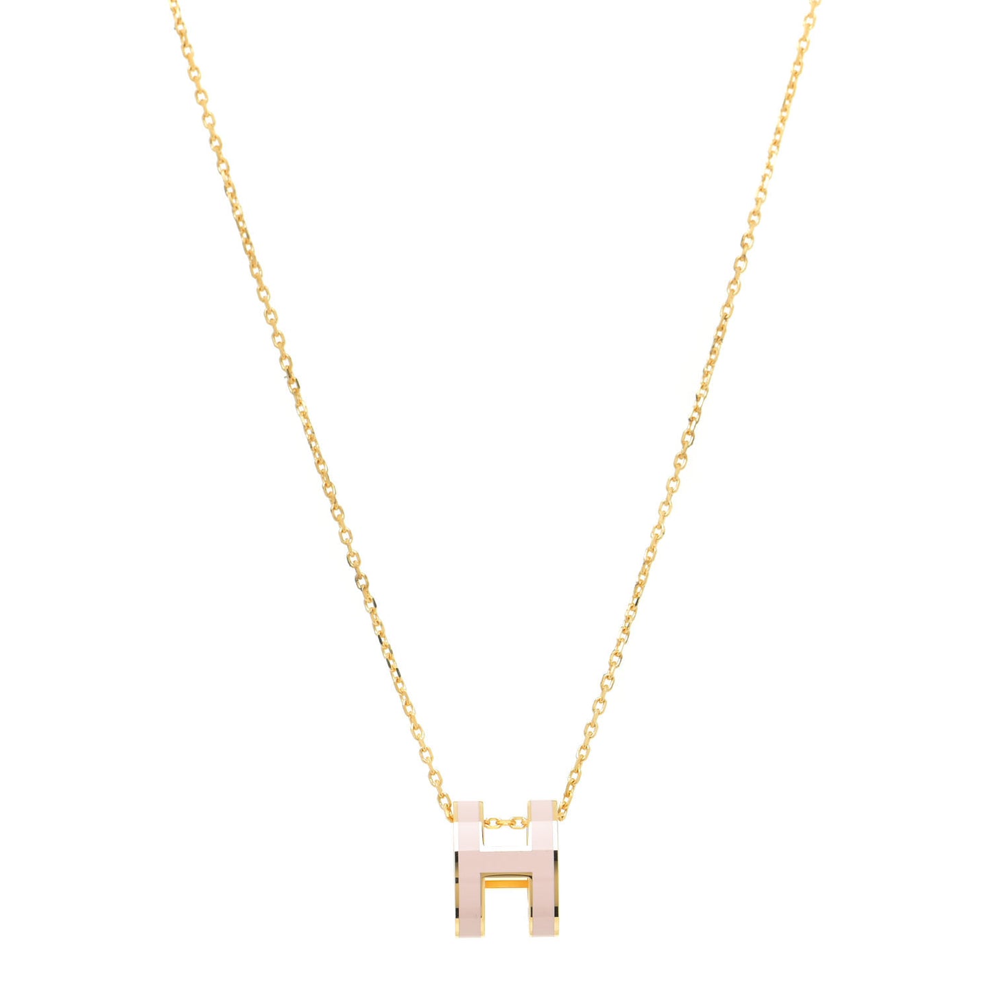 Lacquered Gold Pop H Pendant Necklace Rose Dragee