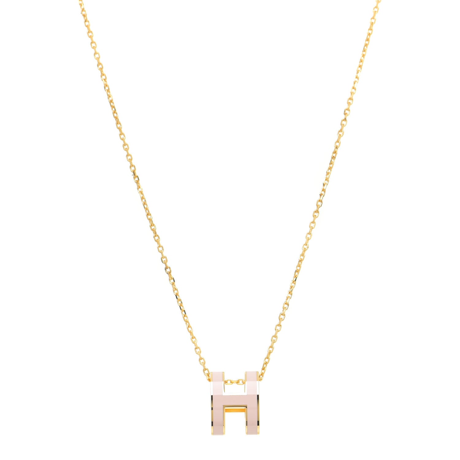 Hermes Lacquered Gold Pop H Pendant Necklace Rose Dragee 1 of 7