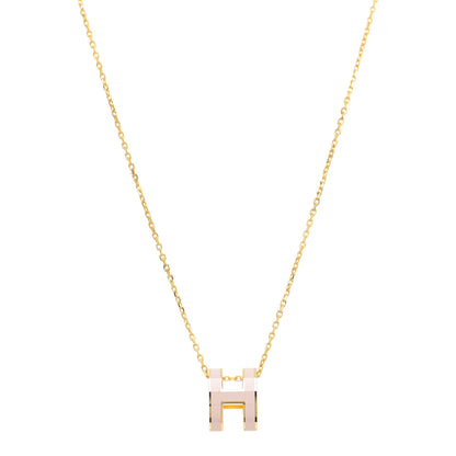 Hermes Lacquered Gold Pop H Pendant Necklace Rose Dragee 1 of 7