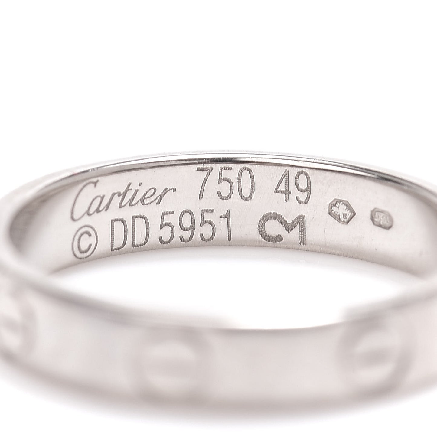 18K White Gold 3.5mm LOVE Wedding Band Ring 49 4.75