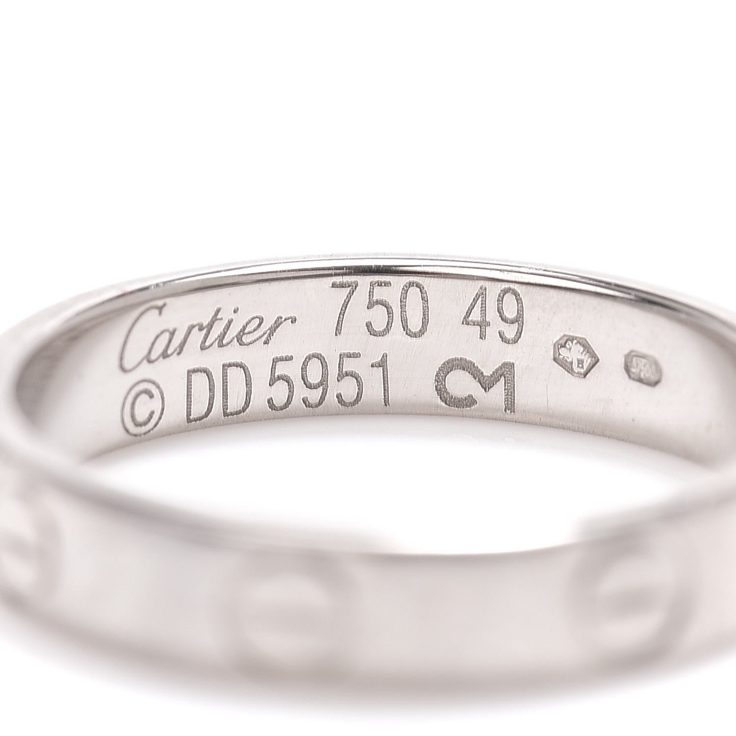 Cartier 18K White Gold 3.5mm LOVE Wedding Band Ring 49 4.75 4 of 4