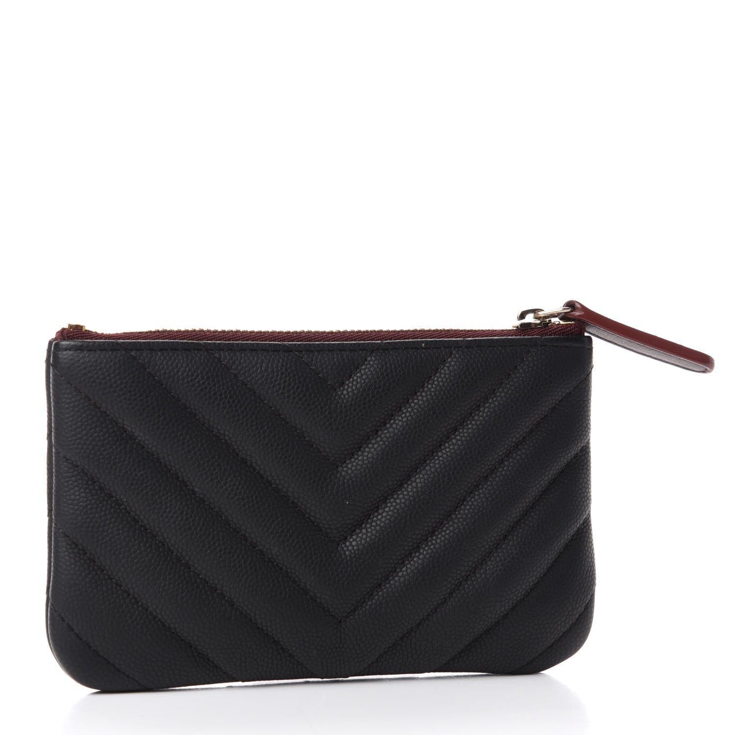 Chanel Caviar Chevron Quilted Small Cosmetic Case Black 3 of 8