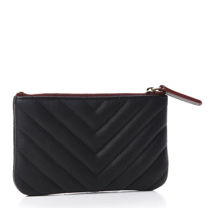Chanel Caviar Chevron Quilted Small Cosmetic Case Black 3 of 8
