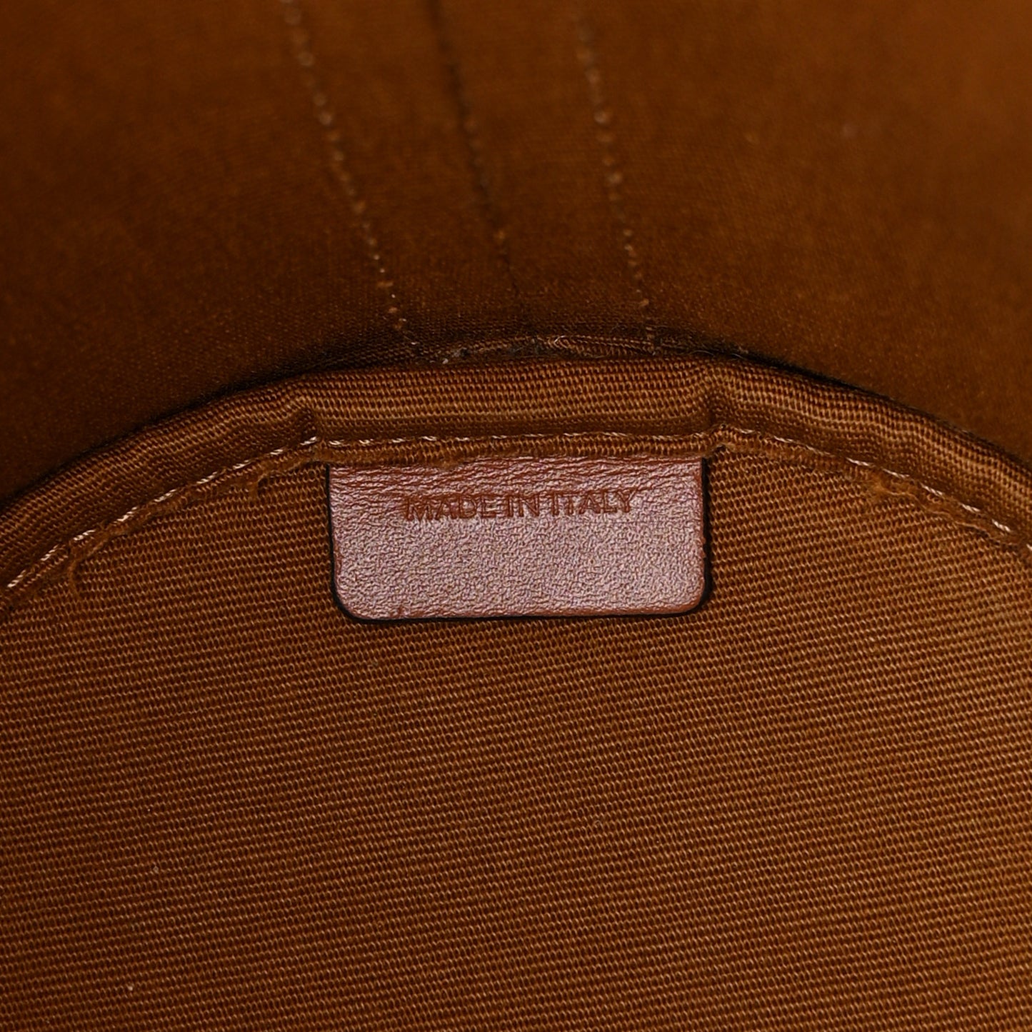 Triomphe Canvas Calfskin Small Drawstring Bucket Bag Tan
