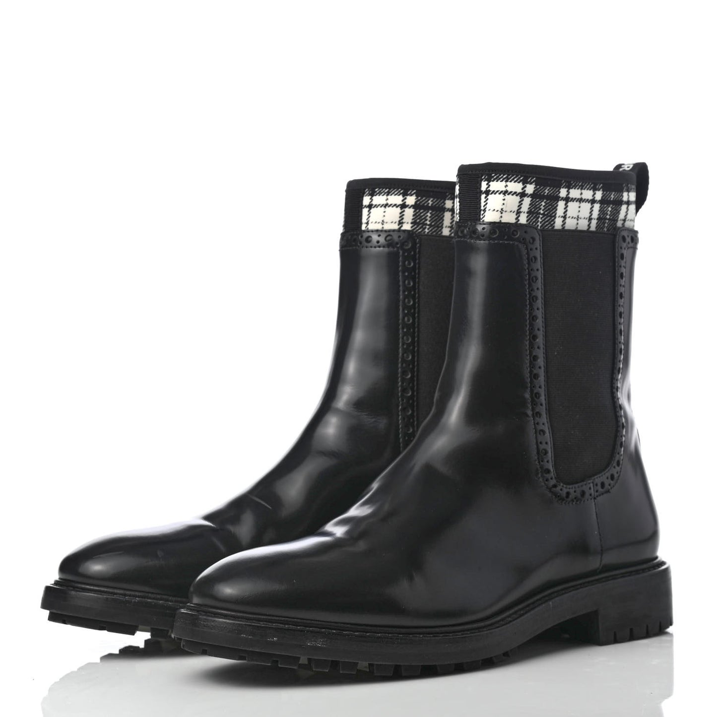 Calfskin Tartan D-Order Low Boot 37.5 Black Off White