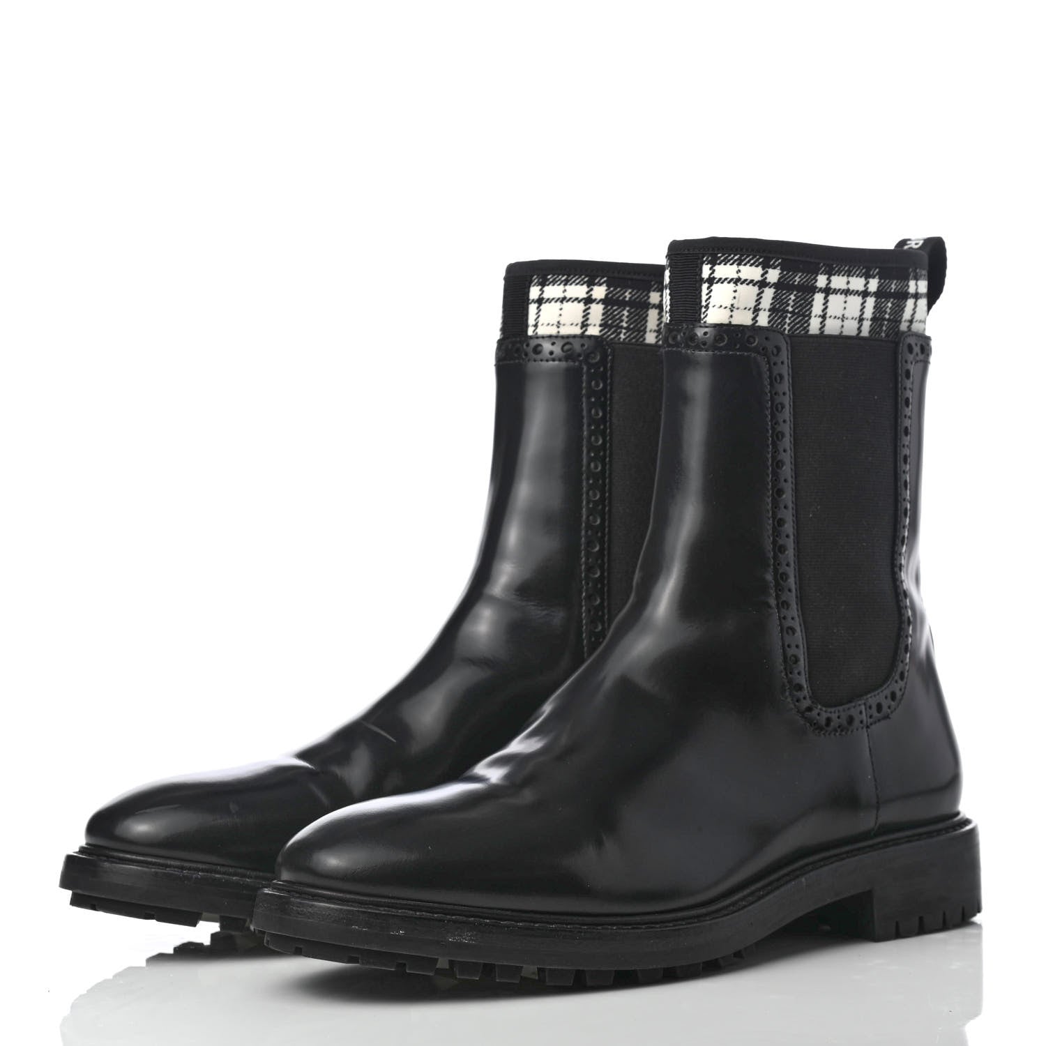 Christian Dior Calfskin Tartan D-Order Low Boot 37.5 Black Off White 3 of 12