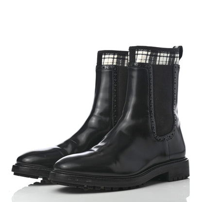 Christian Dior Calfskin Tartan D-Order Low Boot 37.5 Black Off White 3 of 12