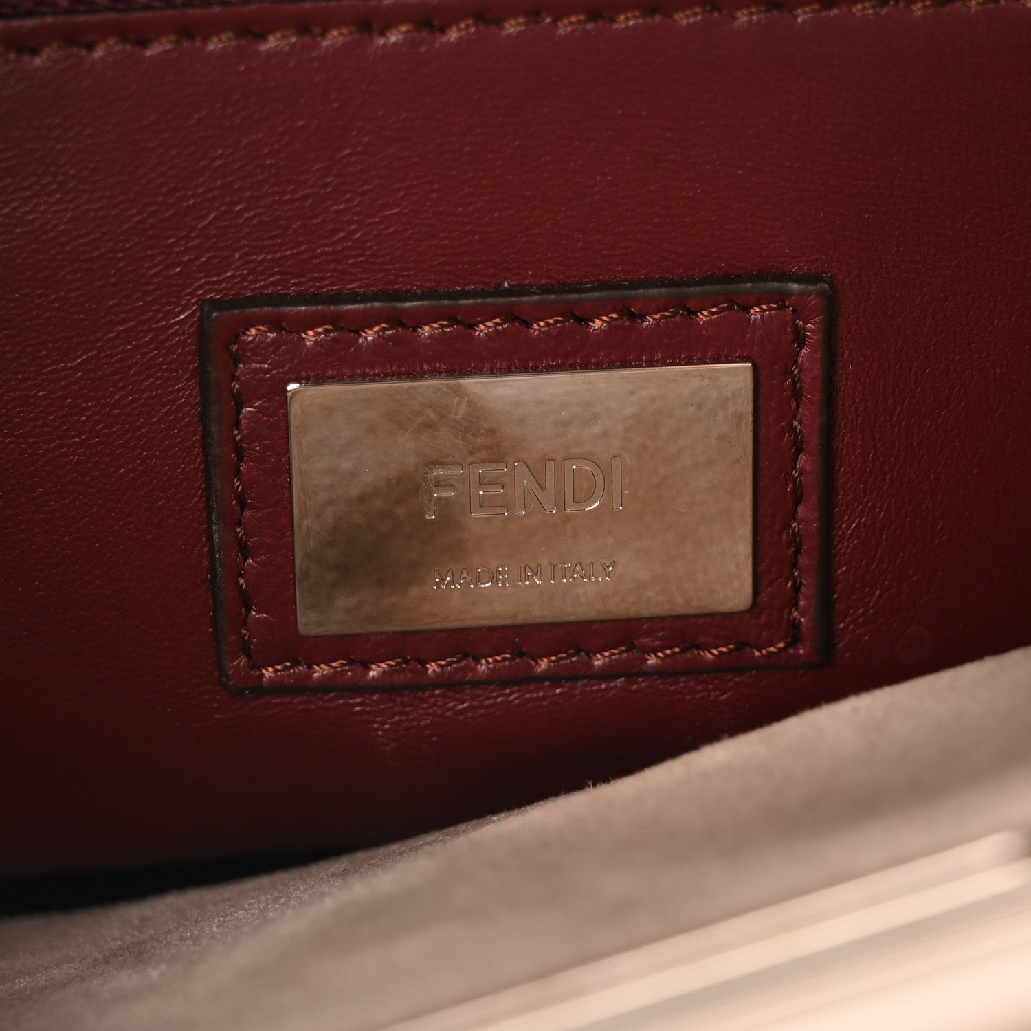 Fendi Vitello Seta Shiny Nappa Medium Peekaboo Iconic Satchel Grigio Polvere Bois de Rose 6 of 9