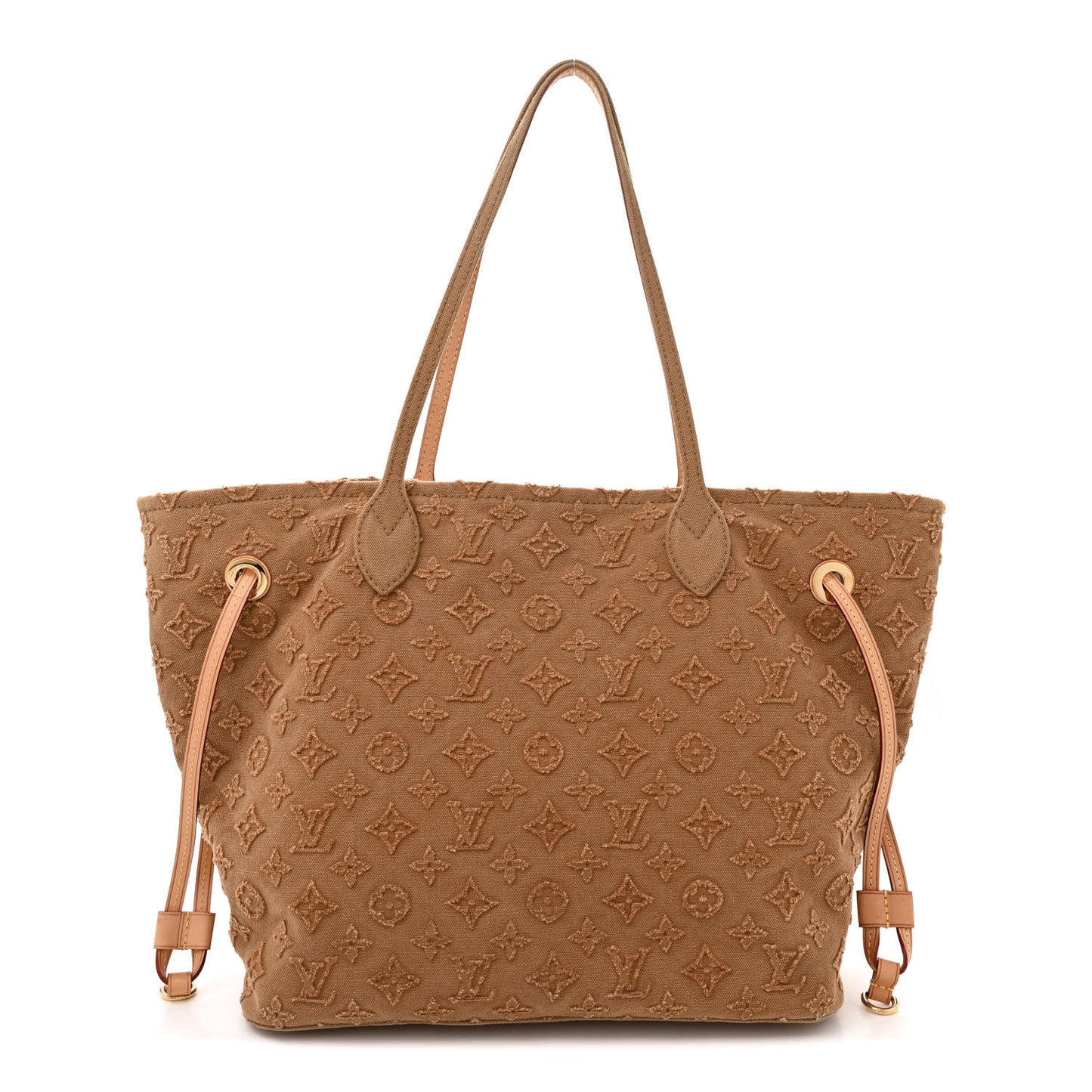 Monogram Denim Neverfull MM Caramel