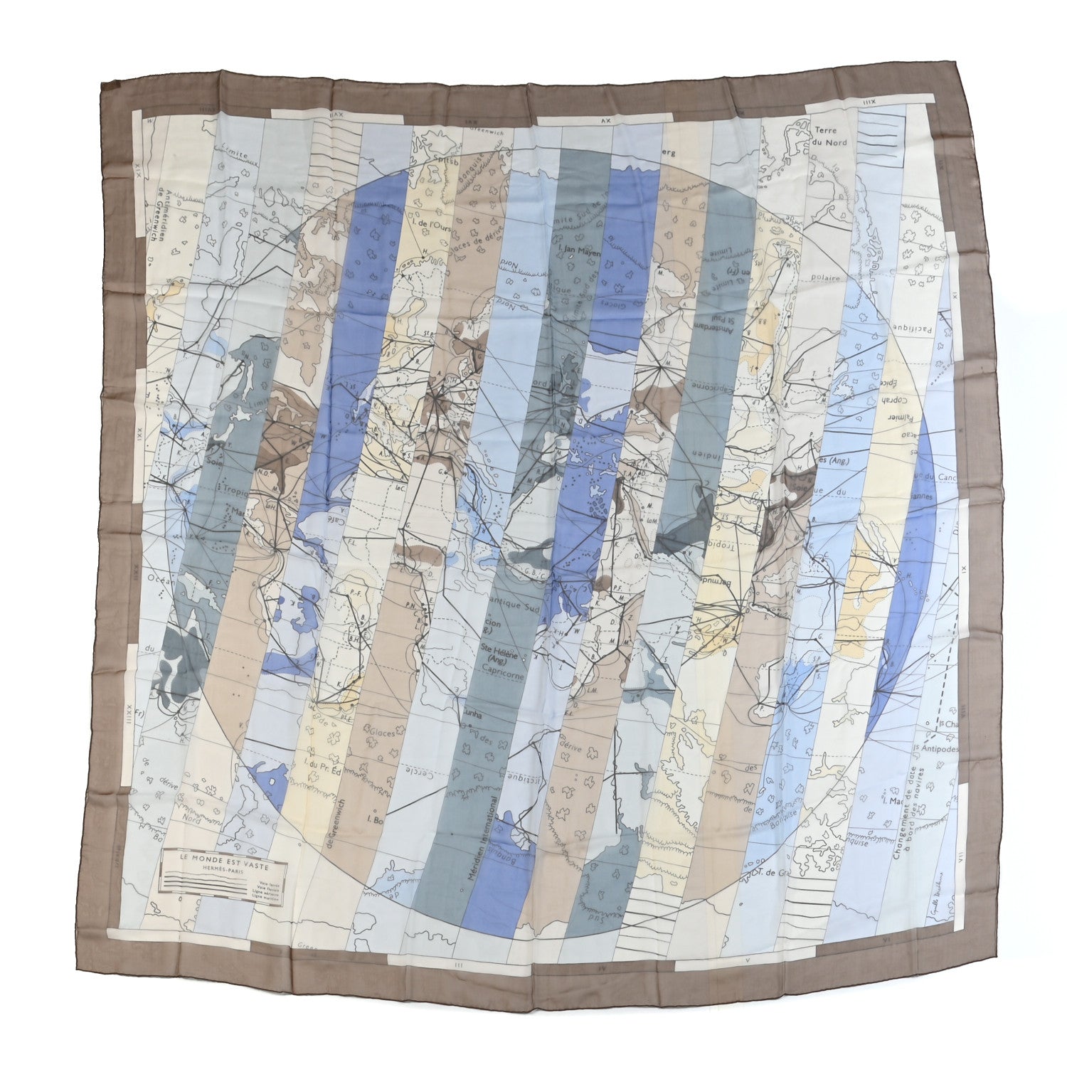 Hermes Silk Mousseline Le Monde Est Vaste Shawl 140 1 of 5