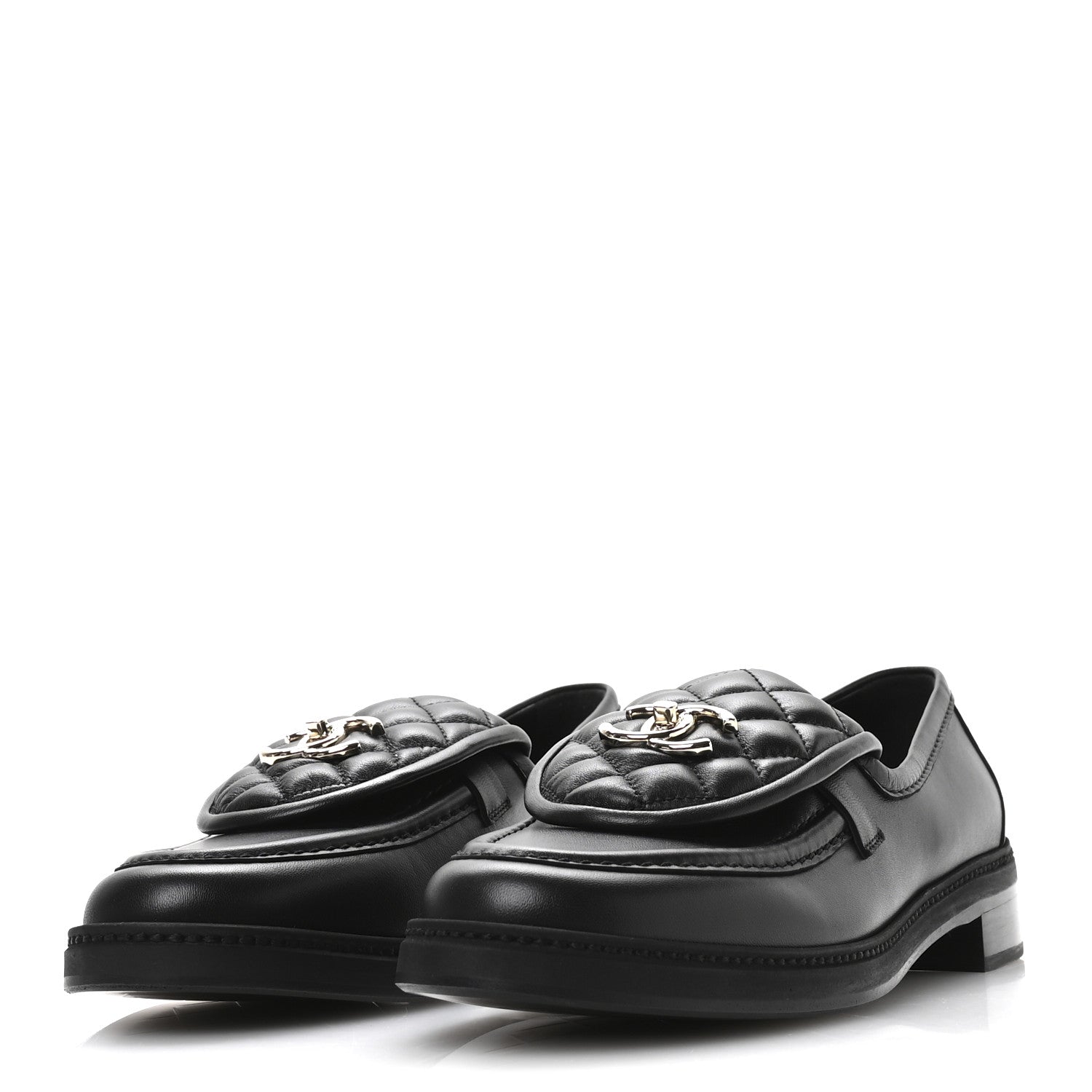 Chanel Lambskin Quilted CC Turnlock Loafers 41 Black 4 of 9