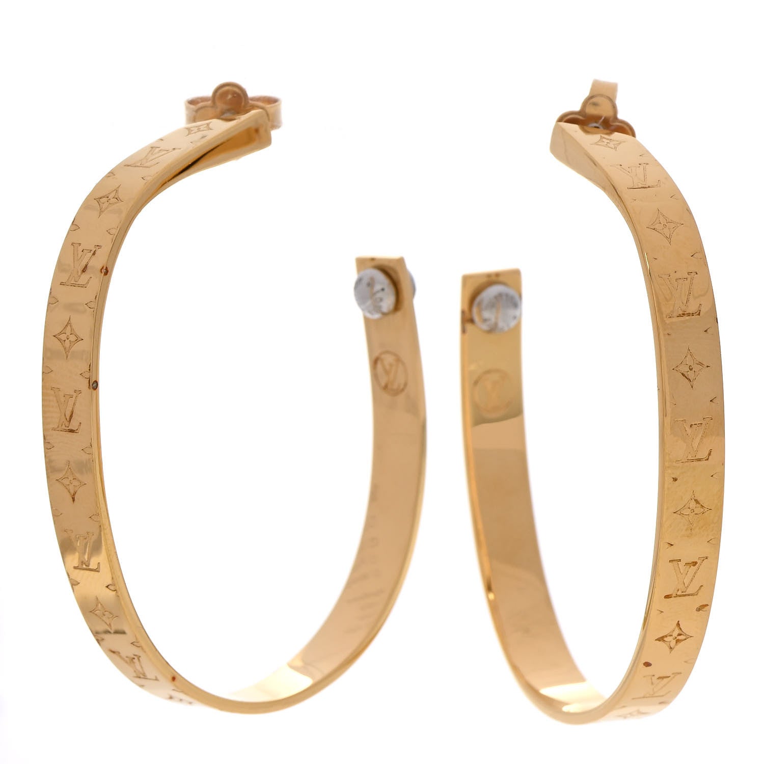Louis Vuitton Metal Nanogram Hoop Earrings Gold 1 of 5