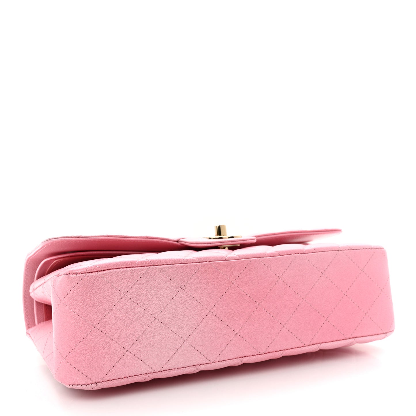 Cloudy Pearly Goatskin Quilted Medium Double Flap Pink