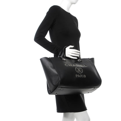Chanel Caviar Medium Studded Deauville Tote Black 3 of 11