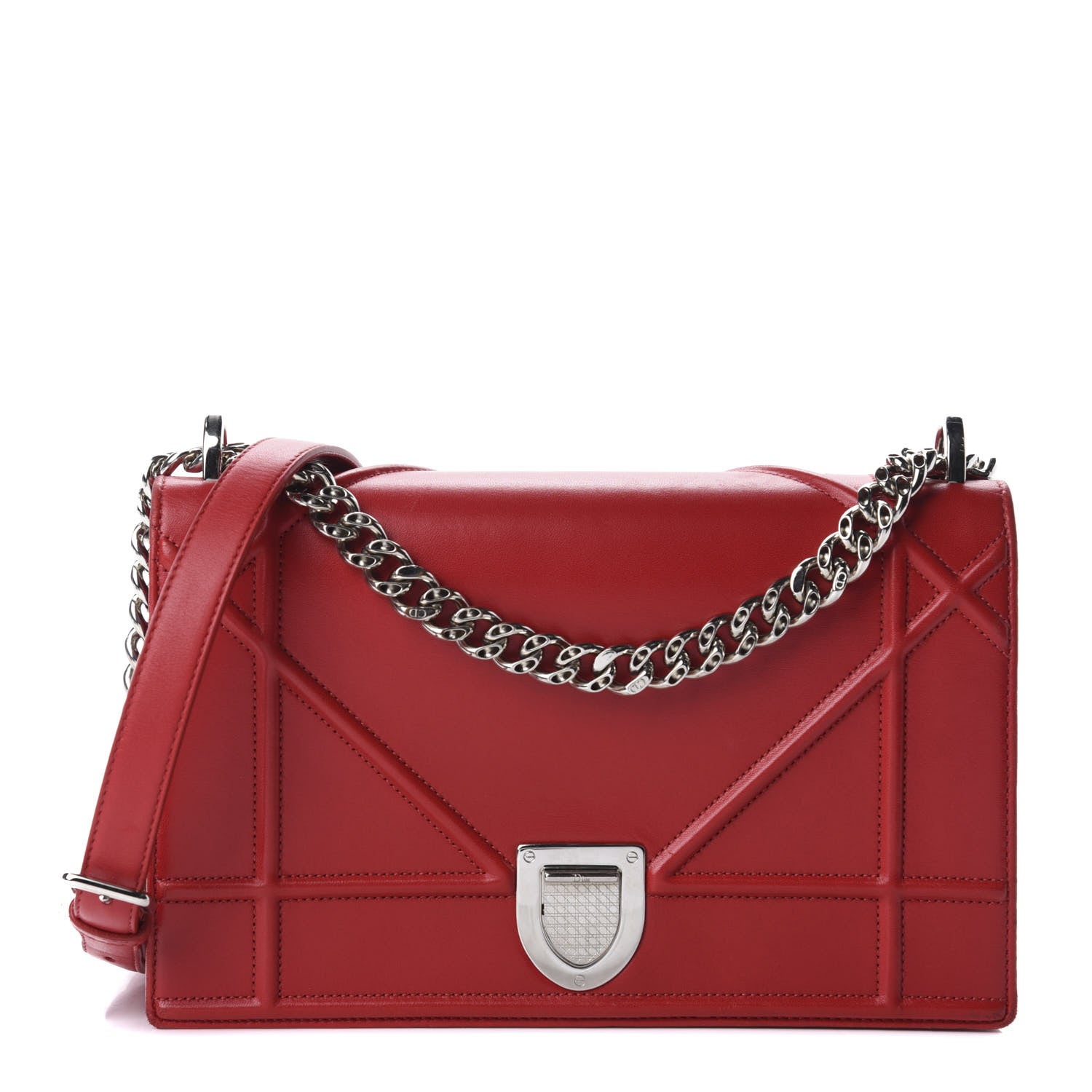 Christian Dior Lambskin Medium Diorama Flap Bag Red 1 of 12