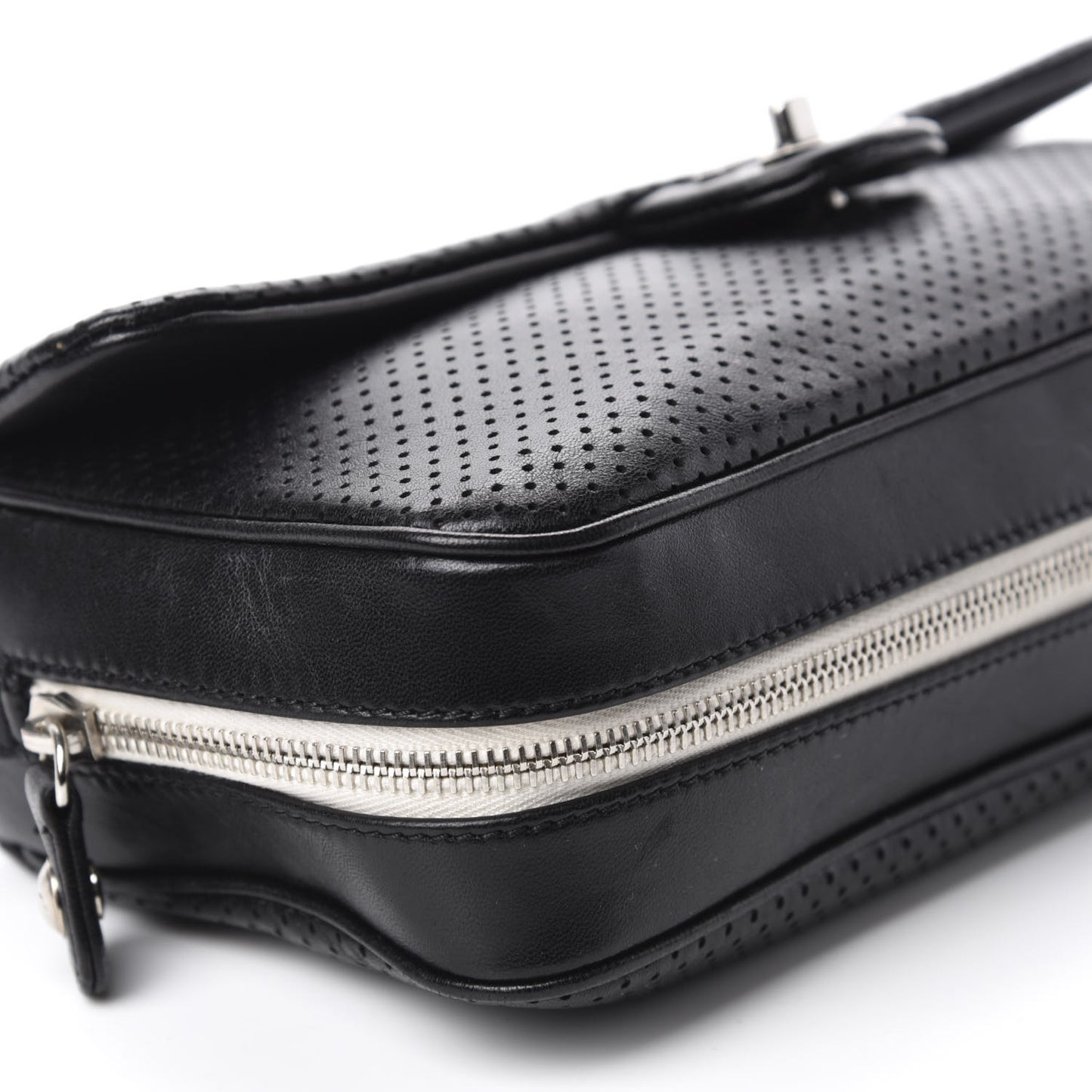 Lambskin Perforated Medium Baseball Spirit Flap Black