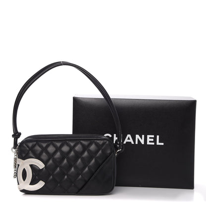 Chanel Calfskin Quilted Cambon Pochette Black White 15 of 15