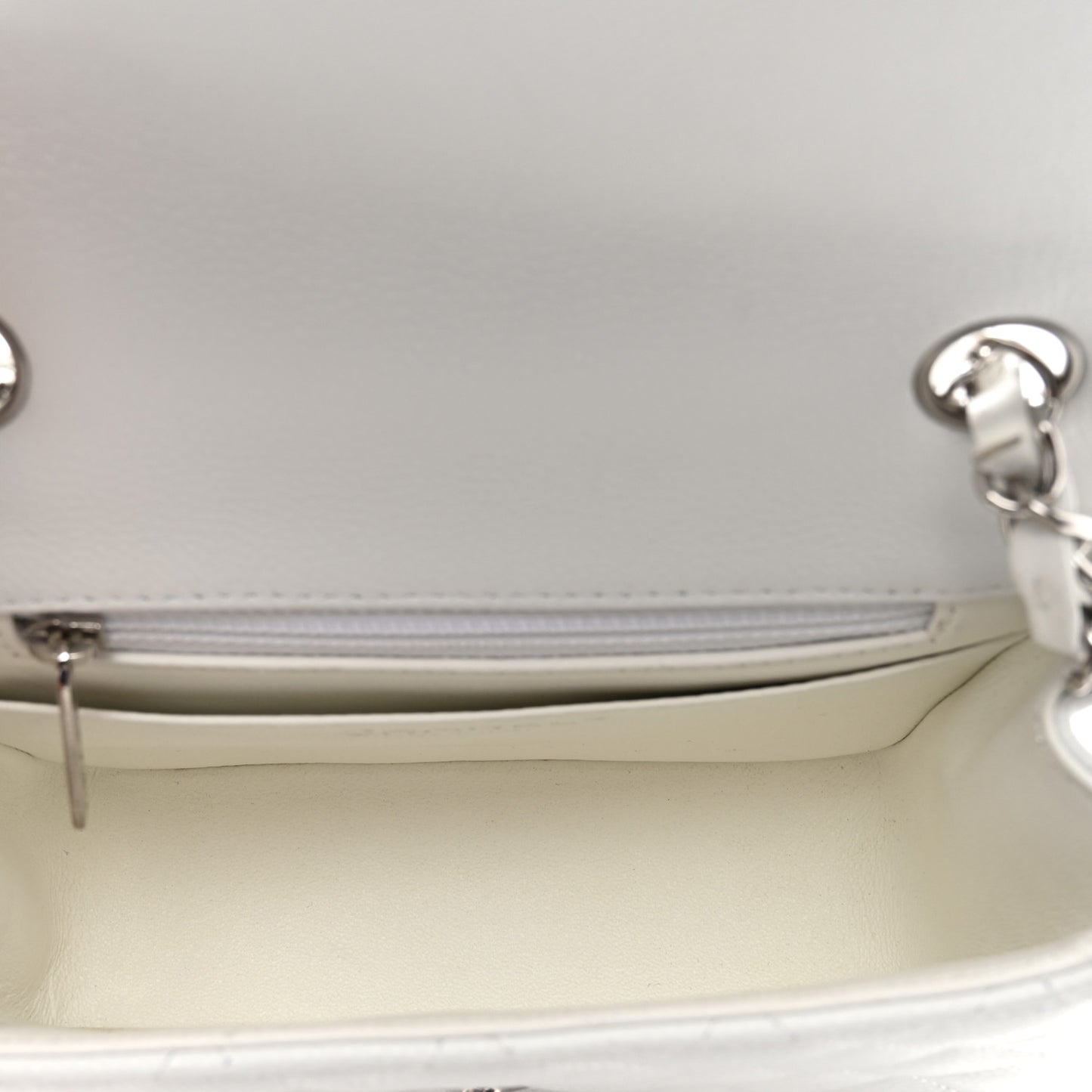 Caviar Quilted Mini Square Flap White