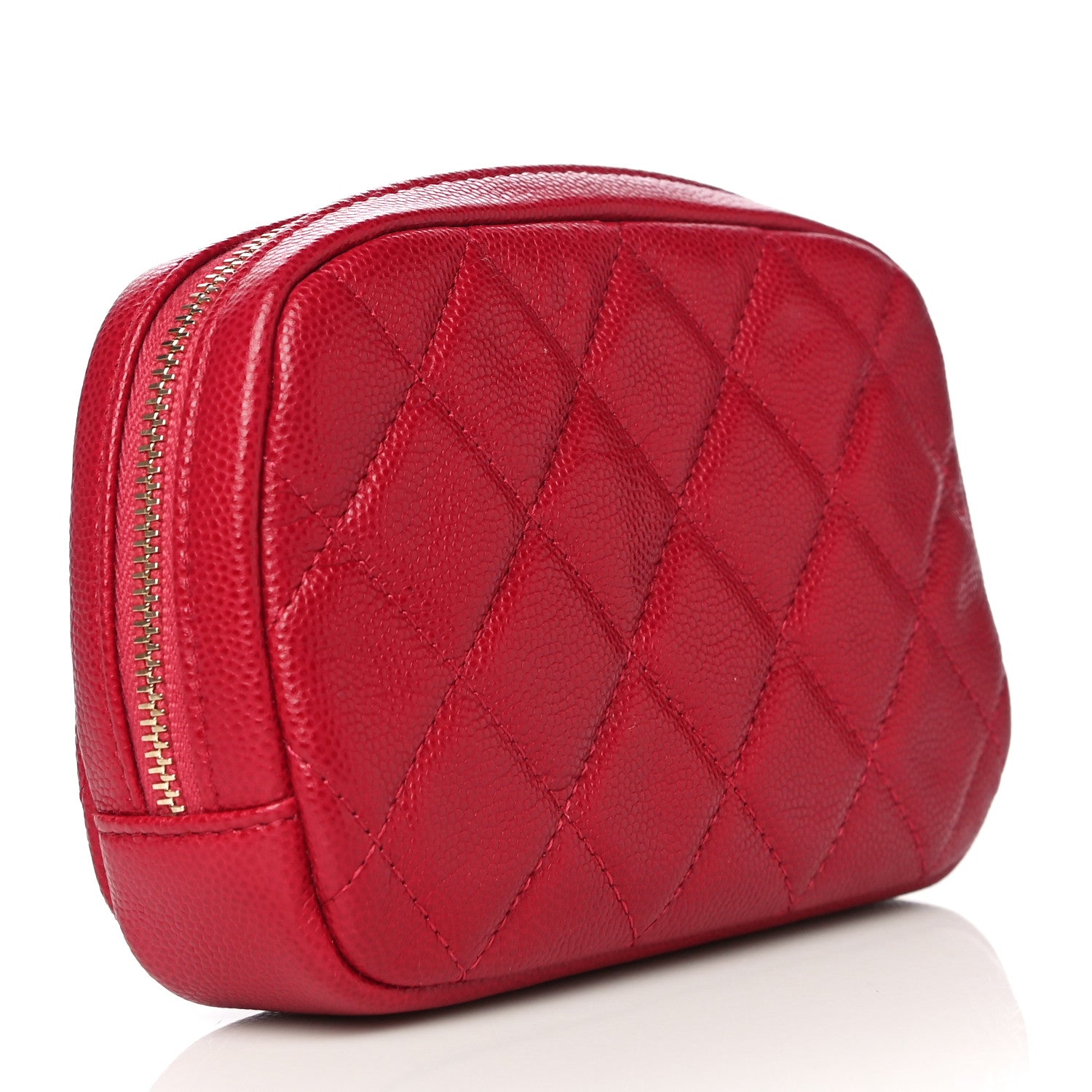 Chanel Caviar Quilted Small Curvy Pouch Cosmetic Case Dark Pink 3 of 10