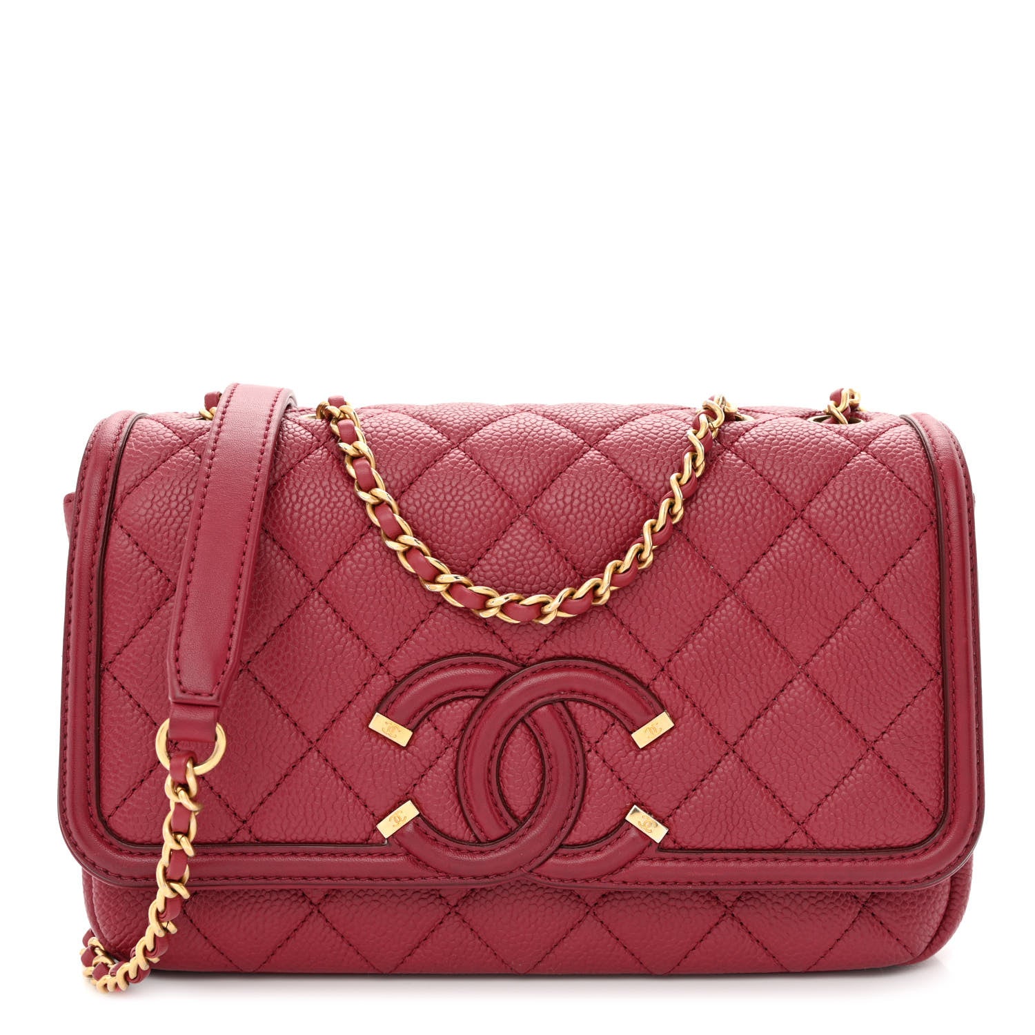Chanel Caviar Quilted Small CC Filigree Flap Burgundy 1 of 10