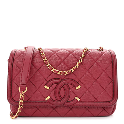 Chanel Caviar Quilted Small CC Filigree Flap Burgundy 1 of 10