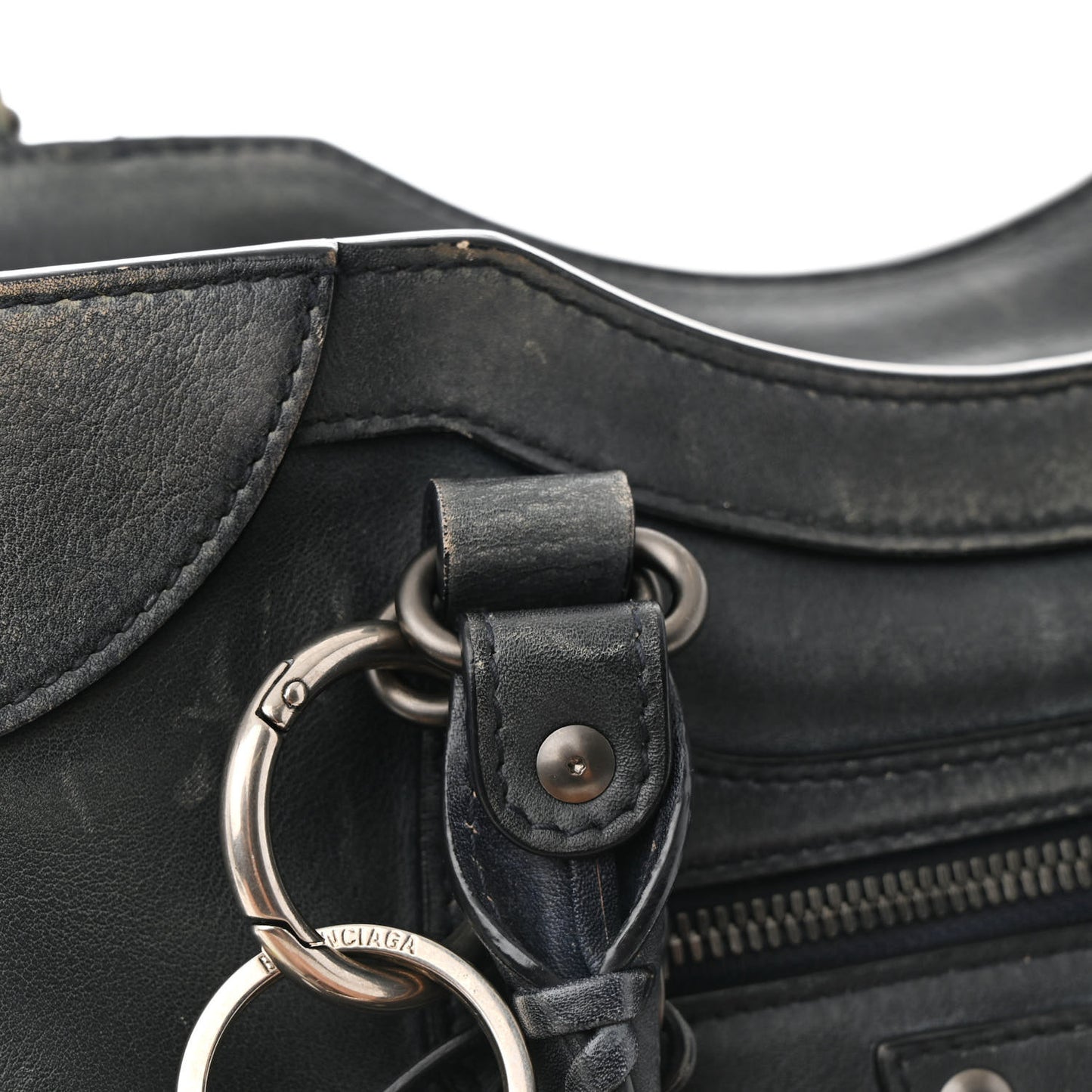 Used Calfskin Silver Hardware Neo Classic City Navy