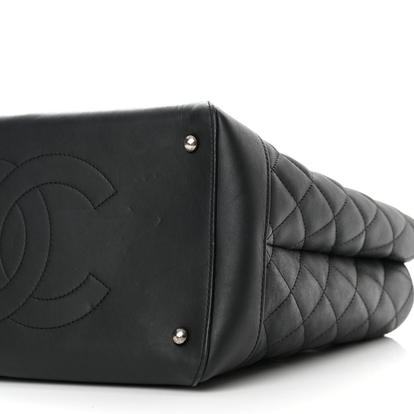 Calfskin Quilted Small Easy Shopping Tote Black