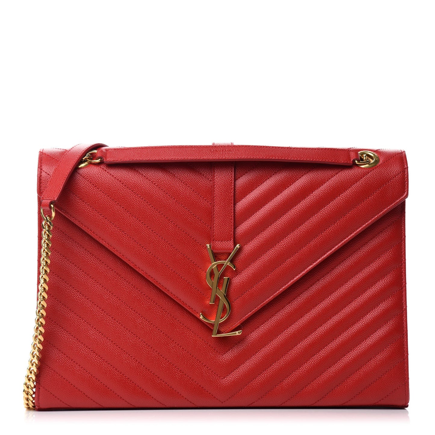 Grain De Poudre Matelasse Chevron Large Monogram Satchel Lipstick Red