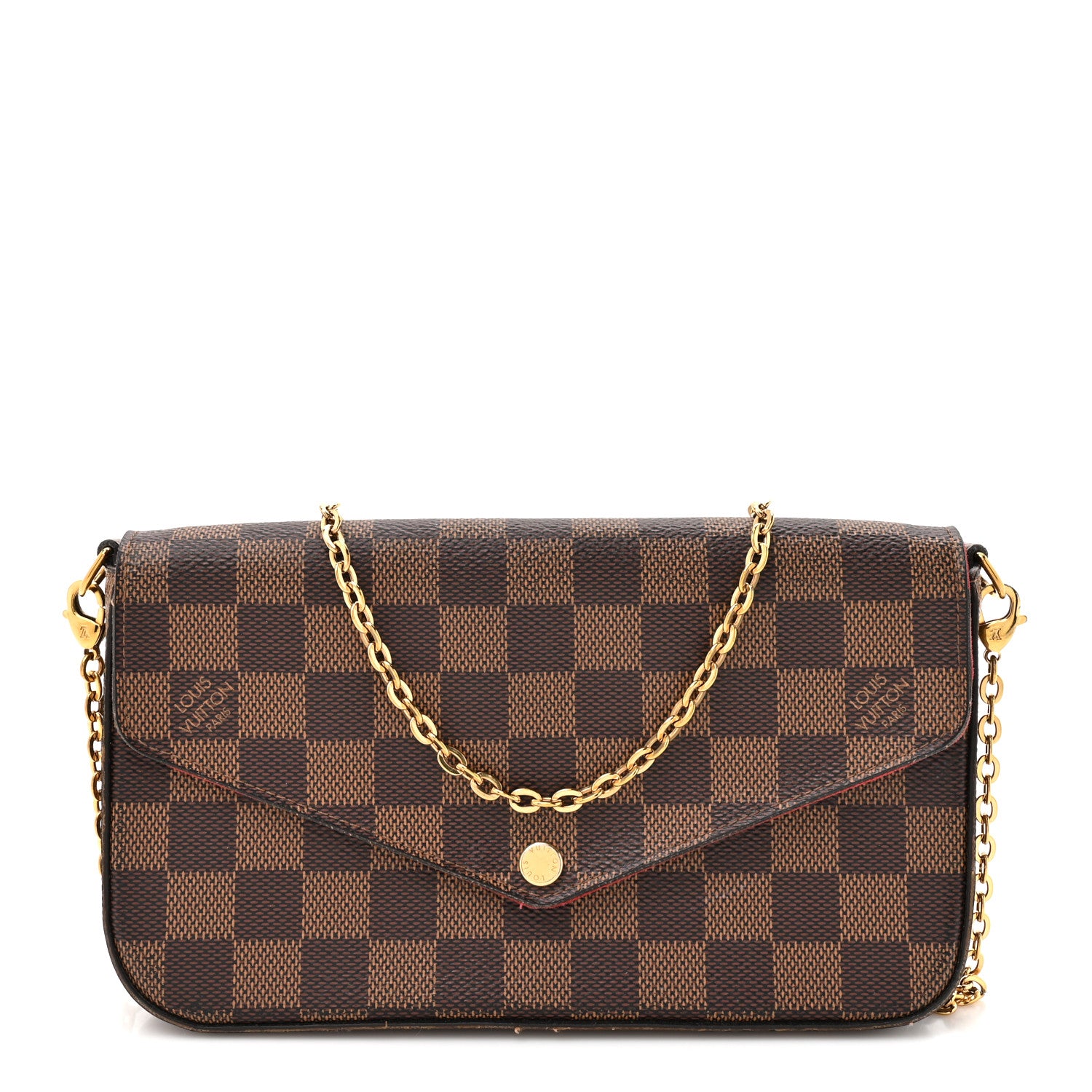 Louis Vuitton Damier Ebene Pochette Felicie Chain Wallet 1 of 13