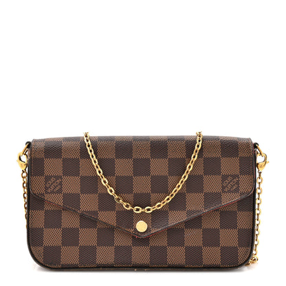 Louis Vuitton Damier Ebene Pochette Felicie Chain Wallet 1 of 13