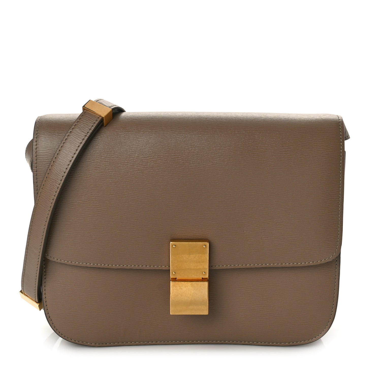 Liege Calfskin Medium Classic Box Flap Bag Taupe