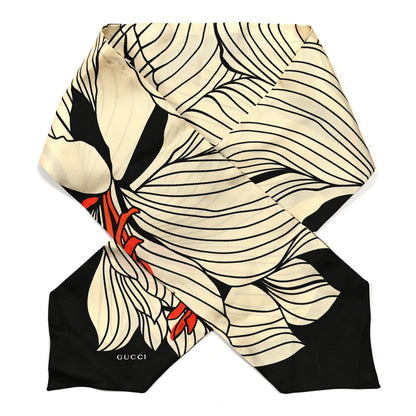 Gucci Silk Floral Neck Bow Scarf White 1 of 5