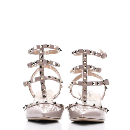 Valentino Garavani Patent Rockstud Ankle Strap Low Heel Pumps 38.5 Poudre 2 of 9
