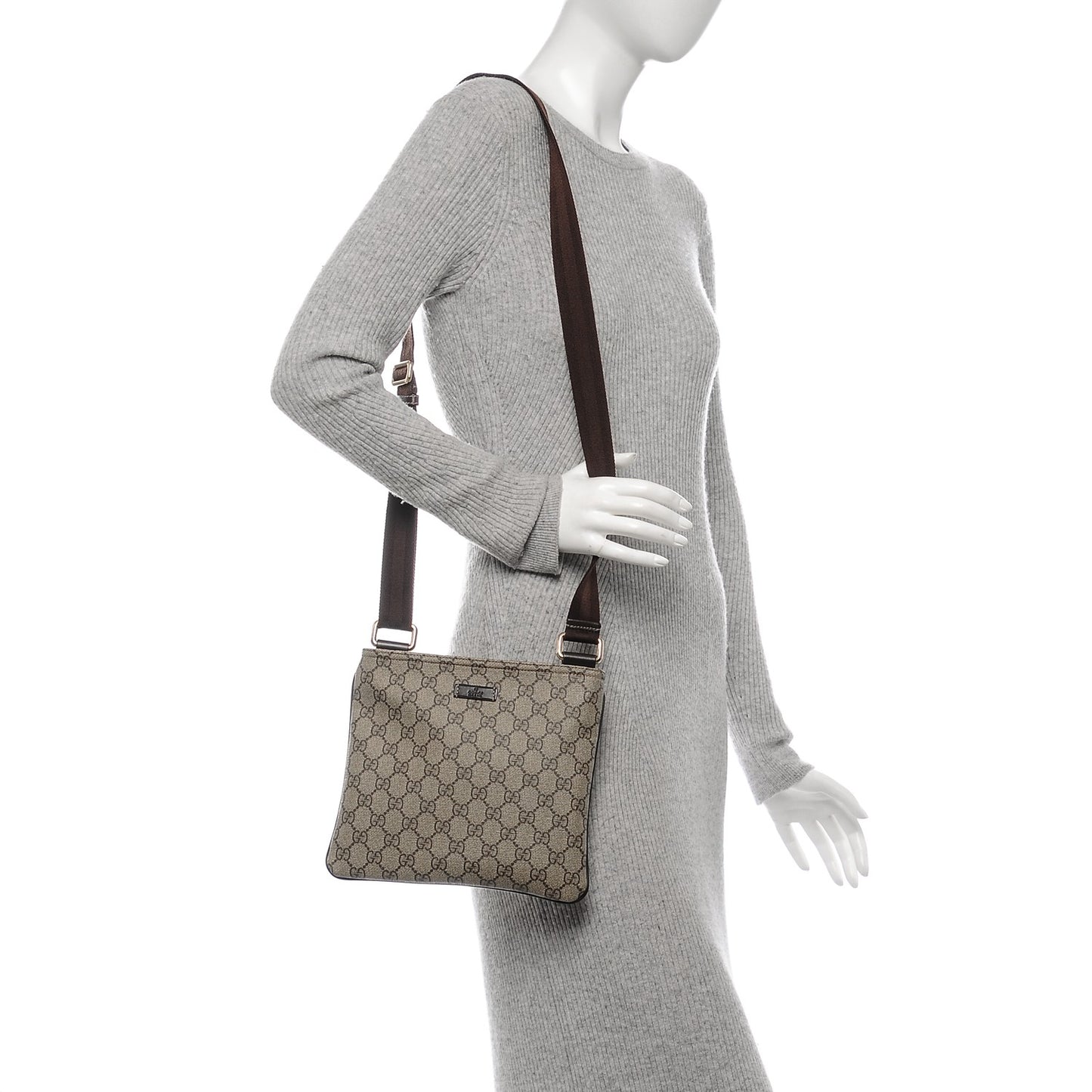 GG Supreme Monogram Small Flat Messenger Bag Dark Brown