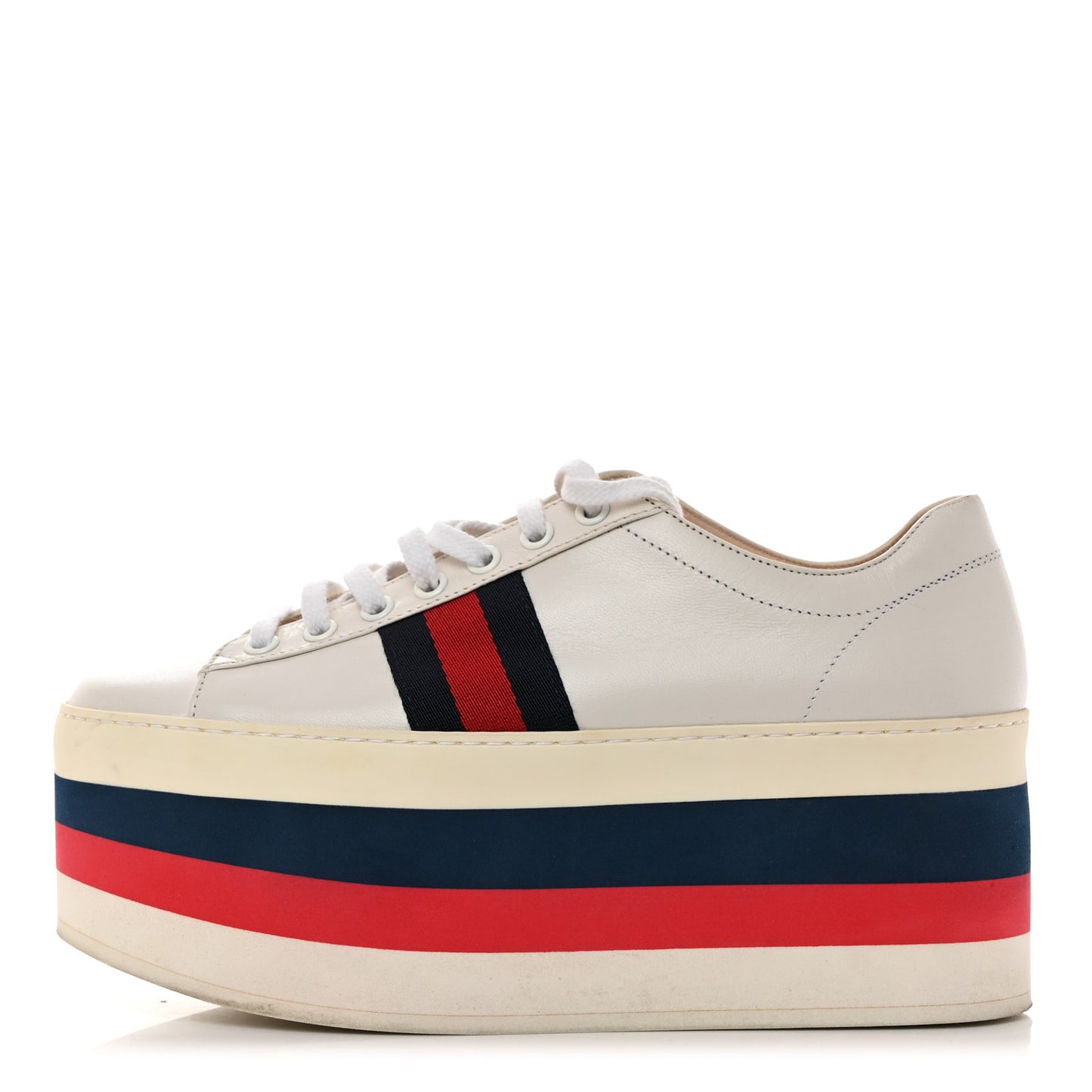 Calfskin Peggy Platform Sneakers 37 White