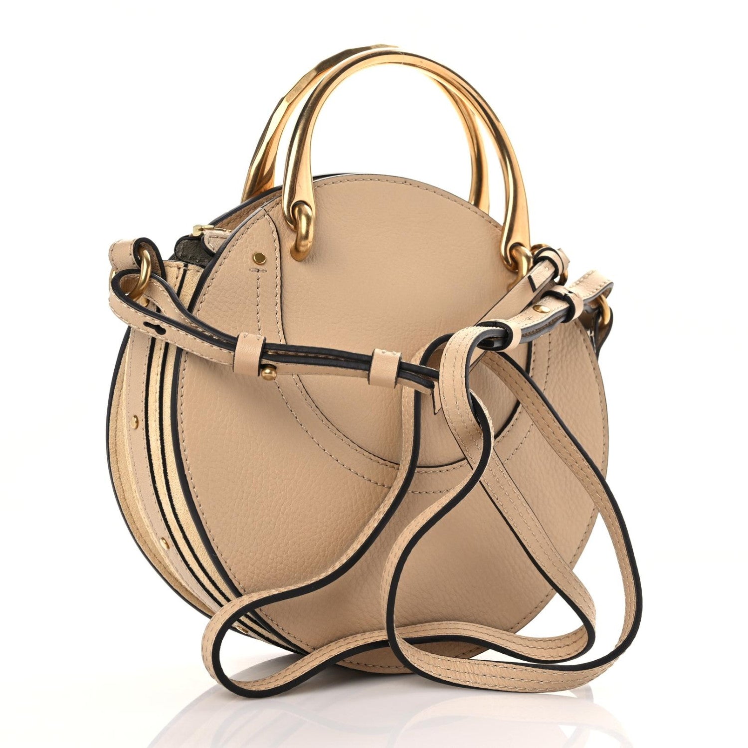 Chloe Smooth Calfskin Suede Patchwork Studded Small Pixie Bag Pearl Beige 3 of 10