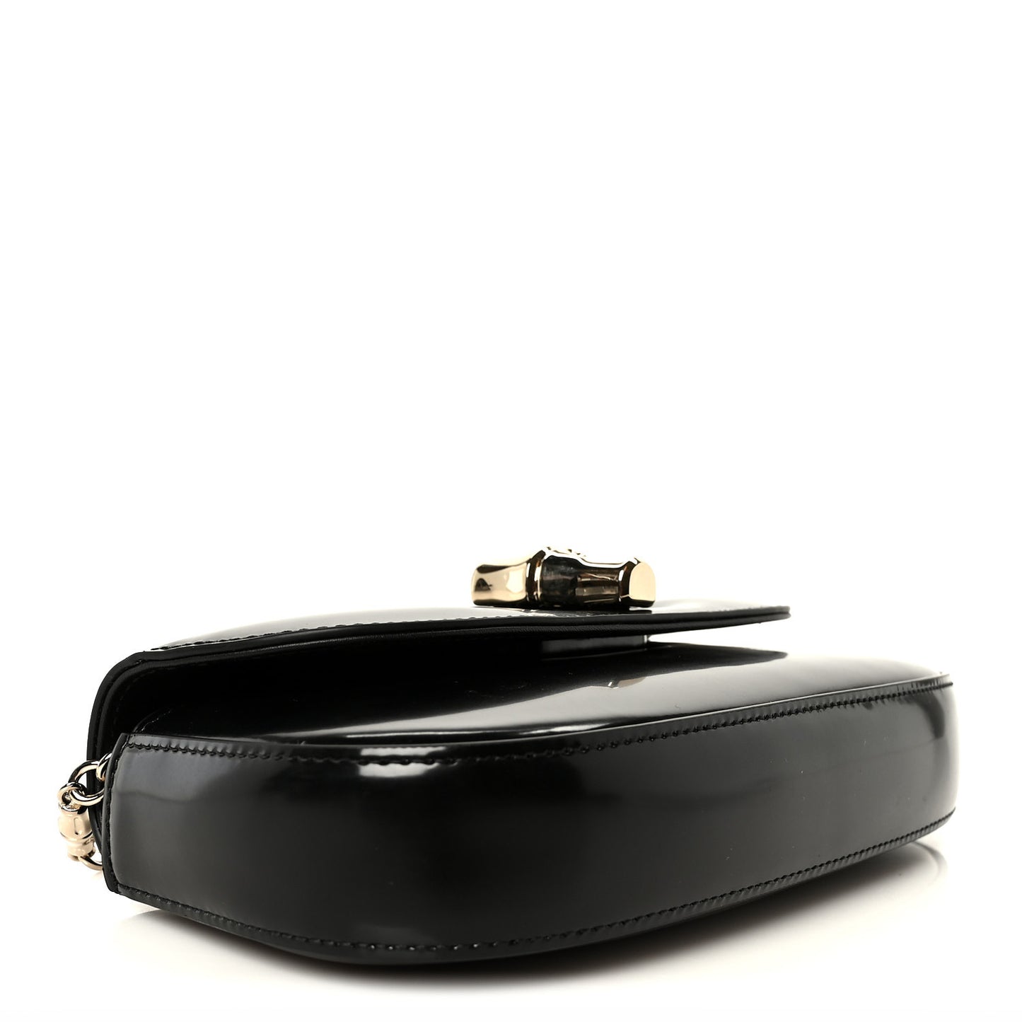 Shiny Calfskin Small Bamboo Night Bag Black