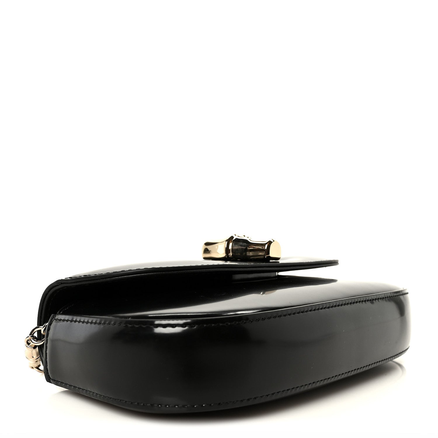 Gucci Shiny Calfskin Small Bamboo Night Bag Black 4 of 10