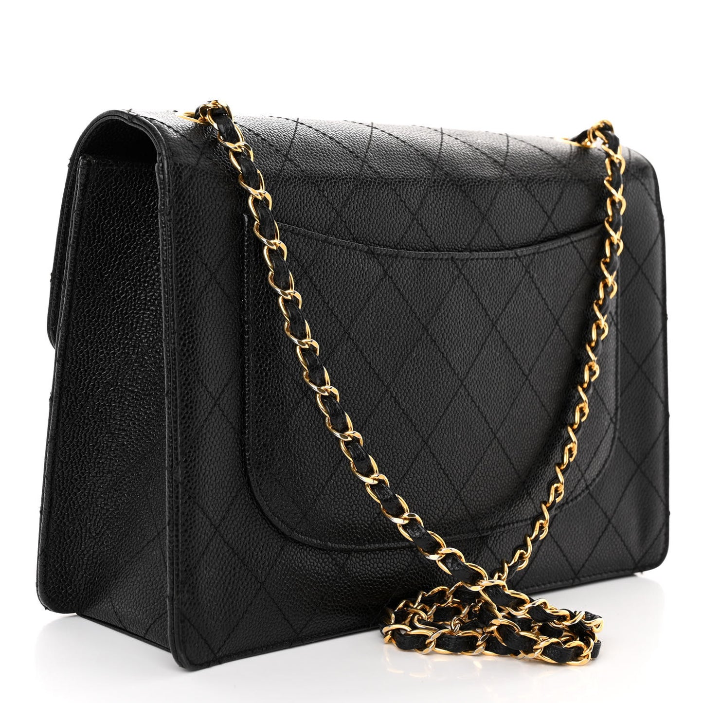 Caviar Stitch Jumbo Single Flap Black