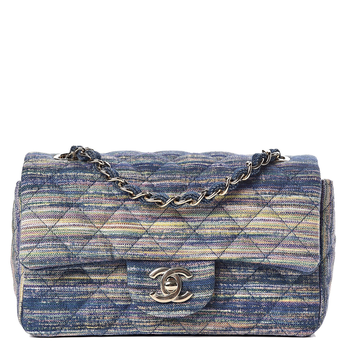 Striated Quilted Classics in Fabrics Mini Rectangular Flap Blue